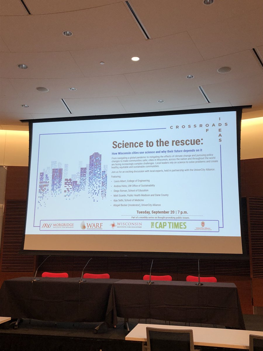 Head over to @DiscoveryBldg for a #CrossroadsofIdeas talk on cities and science! @WARF_News