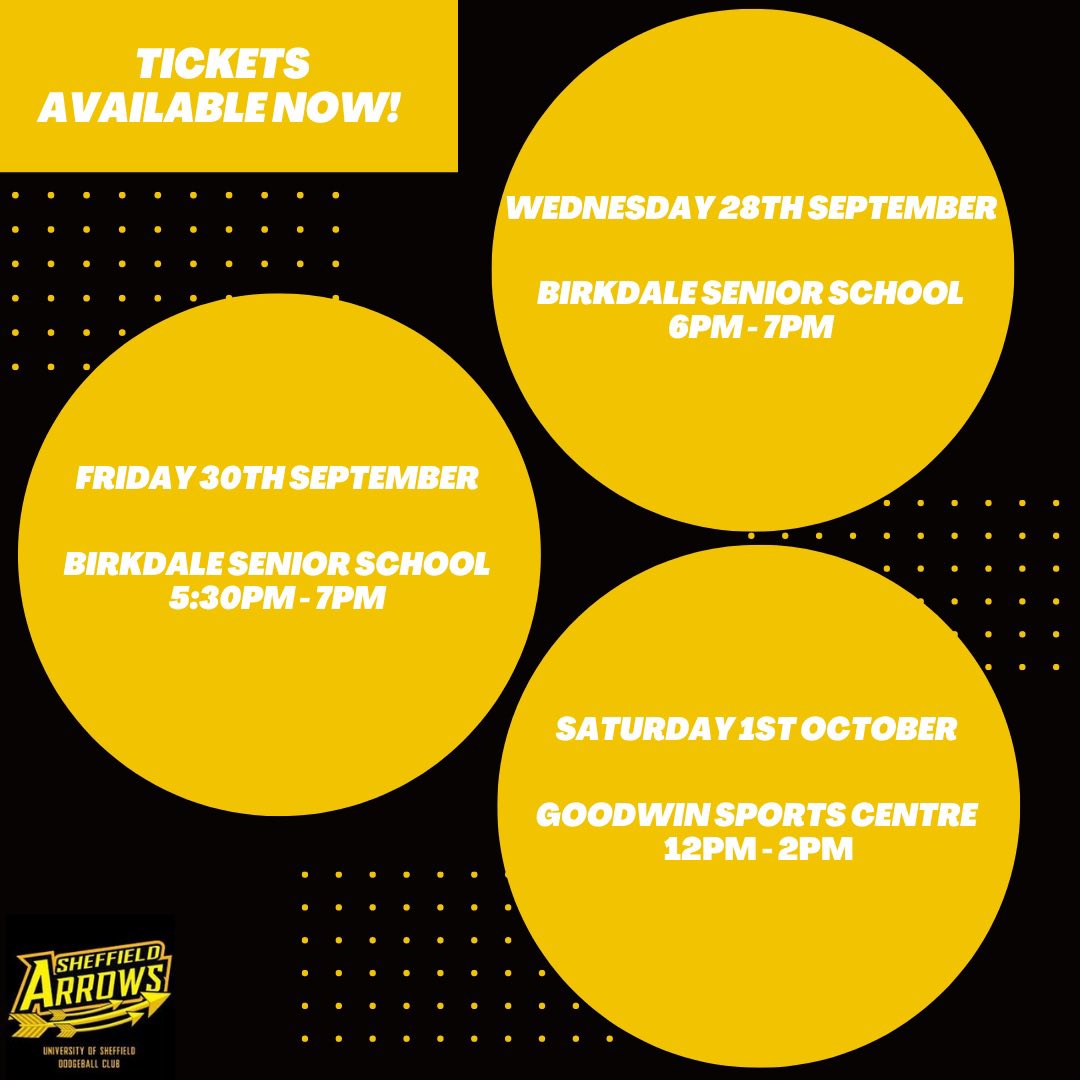 Get Involved! Free Give-it-a-go sessions with the Sheffield Arrows Dodgeball team!
Register interest and get tickets here: linktr.ee/shefunidodgeba…