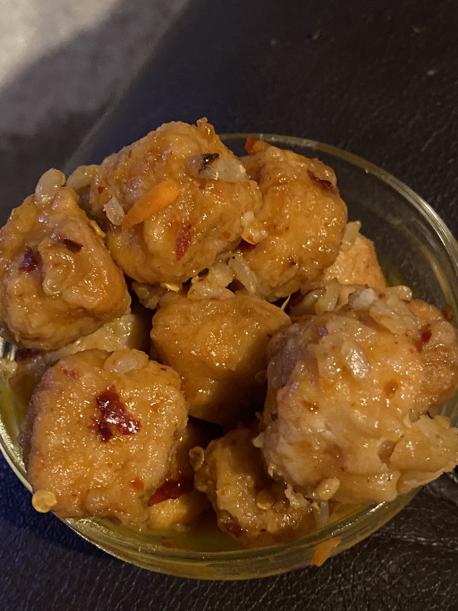 Beware if you’re a <a href="/PeiWei/">Pei Wei Asian Kitchen</a> fan. I almost returned my meal thinking I accidentally received tofu instead of chicken. I was informed these spongy, processed cubes are the “new” chicken. 🤢