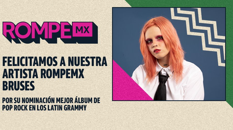AmazonMusicMX's tweet photo. Hoy se festeja 👏 porque nuestros artistas #RompeMX @silvanaestradab, @nicolezignagom, @Bruses_ y @Wiplash_oficial están nominados en los #LatinGRAMMY. ¡Muchas felicidades! 🤩 https://t.co/Ik768aKTVW