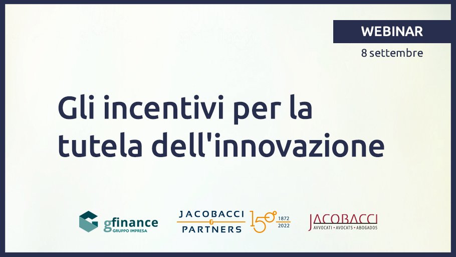JacobacciIP's tweet photo. PMI: quali incentivi per le aziende che investono in Proprietà Industriale?

Per saperne di più, guarda la registrazione del webinar con Francesco Chimini, Alberto Spoto di @Jacobacci_Law e Alberto Rizzola di @GFINANCE_NEWS

https://t.co/qlS5MVuVlh

#jacobacciIP #PMI #bandi https://t.co/KRqbxXaln1