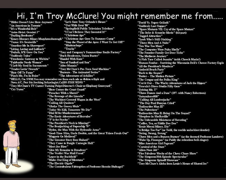 Troy McClure’s IMDB is a masterpiece