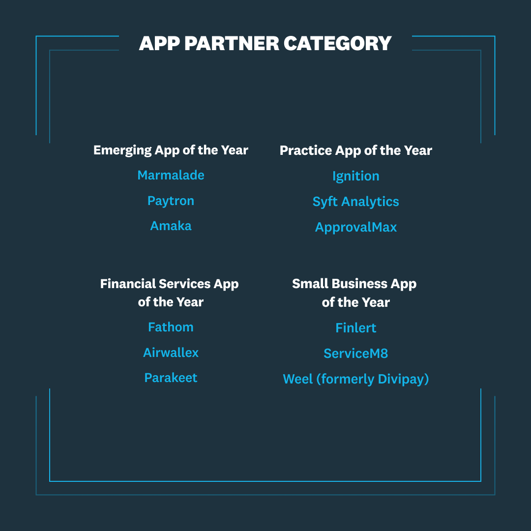 🥳 Congratulations to our #XeroAwards Australia FY23  - App Partner finalists! 

We wish you all the best of luck 👏👇