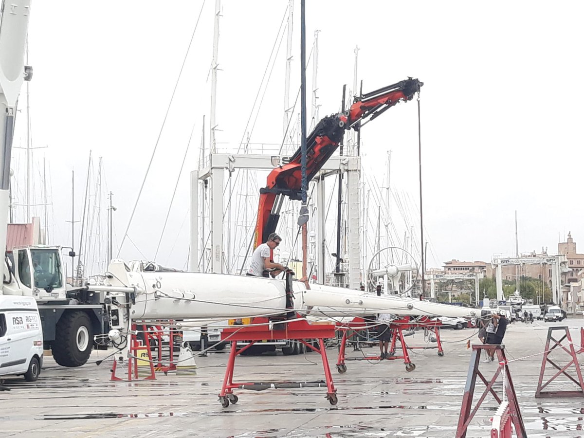 RSBRigging's tweet photo. It's that time of year again! The yachts are on their way back to STP... and the riggers are waiting. Last week was a busy one. Aurelius' rig was unstepped and is safely on the trolleys ready for works to commence.

#aurelius #sailingyacht #rigpull #rigginginpalma #yachtrigging https://t.co/2dp29XRg2C