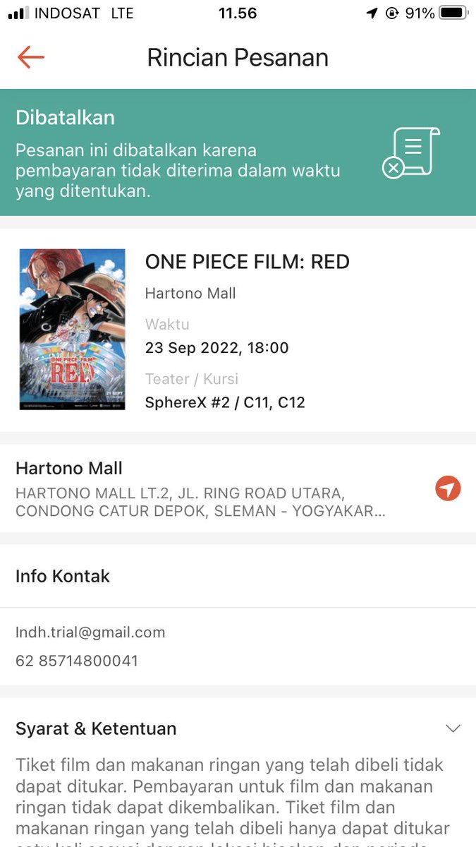 in_indhar's tweet photo. @ShopeeCare kak saya pesan bioskop, tp knpa dibatalin/gagal ya? Padahal pembayaran saya sudah berhasil, tolong follow up nya ya kak, Terima kasih 🙏 https://t.co/Yx7PU3PxqX