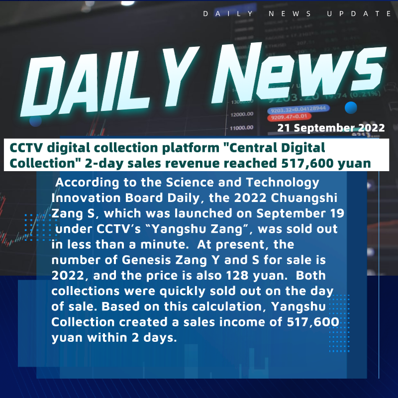DeFiTrend_'s tweet photo. CCTV digital collection platform "Central Digital Collection" 2-day sales revenue reached 517,600 yuan 

Follow @DeFiTrend_ for more updates!📣

#cryptocurrency #crypto #cryptking #trader #bitcoin #bitcoinlife https://t.co/ah1HbdpABM