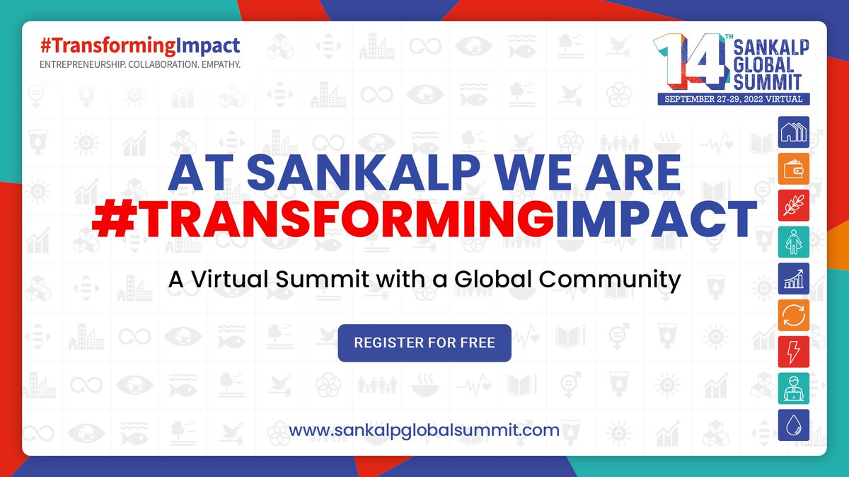 Thrilled to announce that we are joining a global impact community at #SankalpGlobal2022

Join us as we collaborate for #TransformingImpact – bit.ly/SGS2022Reg

For more info - sankalpglobalsummit.com