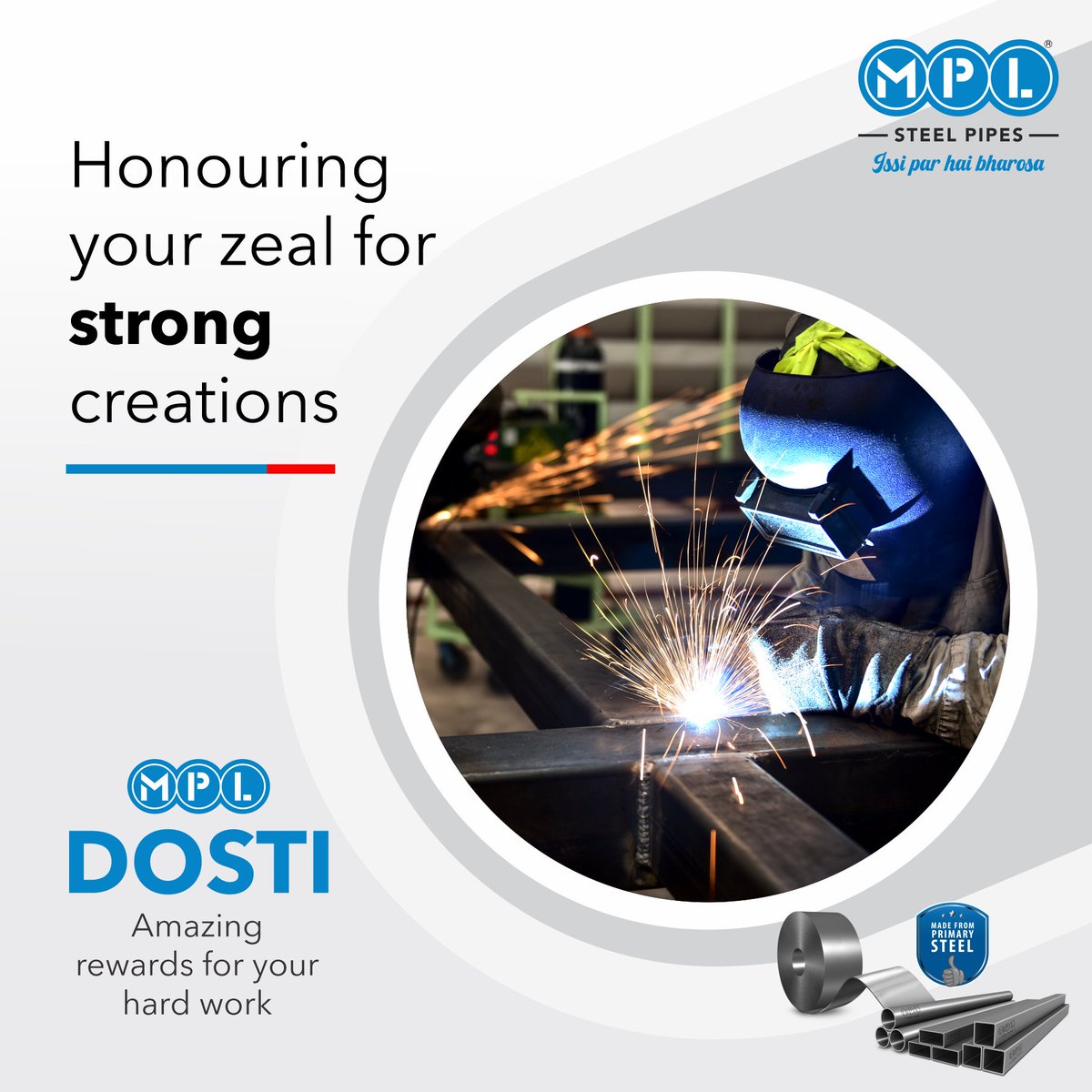 MPLGroup2's tweet photo. MPL Steel Pipes rewards you with immense benefits. To streamline your work, save time, and receive wonderful rewards, use the MPL Dosti app. Download the app to know more.
#MPLSteelPipes #IssiParHaiBharosa #Architect #Fabricator #Builder #MPLDosti #MPLDostiApp https://t.co/Dx1eYvczKX