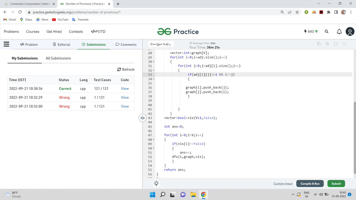 Pawan24042001's tweet photo. Day 83  of the 100 Days of Code
@CodeinCommunity

@MinutesCoding

Q)No.of provinces-gfg
Code-https://t.co/jAduFm2vJ7
Discord community:  https://t.co/36L7Rite6J

#100daysofcodechallenge #codeincommunity #codein100daysofcode #100daysofcode #coding https://t.co/pKraGmOH74