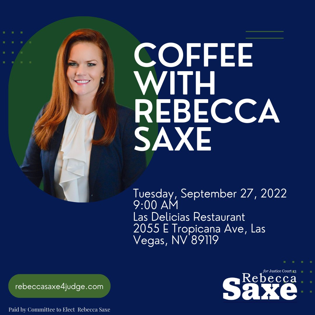 Saxe4Judge's tweet photo. Join #TeamSaxe on Tuesday, September 27 at 9am for meet a greet breakfast.
Thank you Las Delicias Restaurant for hosting us.
#WhenWeVoteWeWin #VoteSaxe #Vote #Elections2022 #November8th #MidTerms2022 #CourtsMatter #Courts #Judicial https://t.co/hfBOMP8l3v