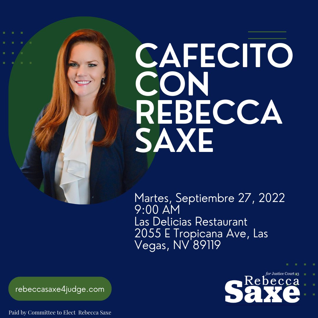 Saxe4Judge's tweet photo. Join #TeamSaxe on Tuesday, September 27 at 9am for meet a greet breakfast.
Thank you Las Delicias Restaurant for hosting us.
#WhenWeVoteWeWin #VoteSaxe #Vote #Elections2022 #November8th #MidTerms2022 #CourtsMatter #Courts #Judicial https://t.co/hfBOMP8l3v