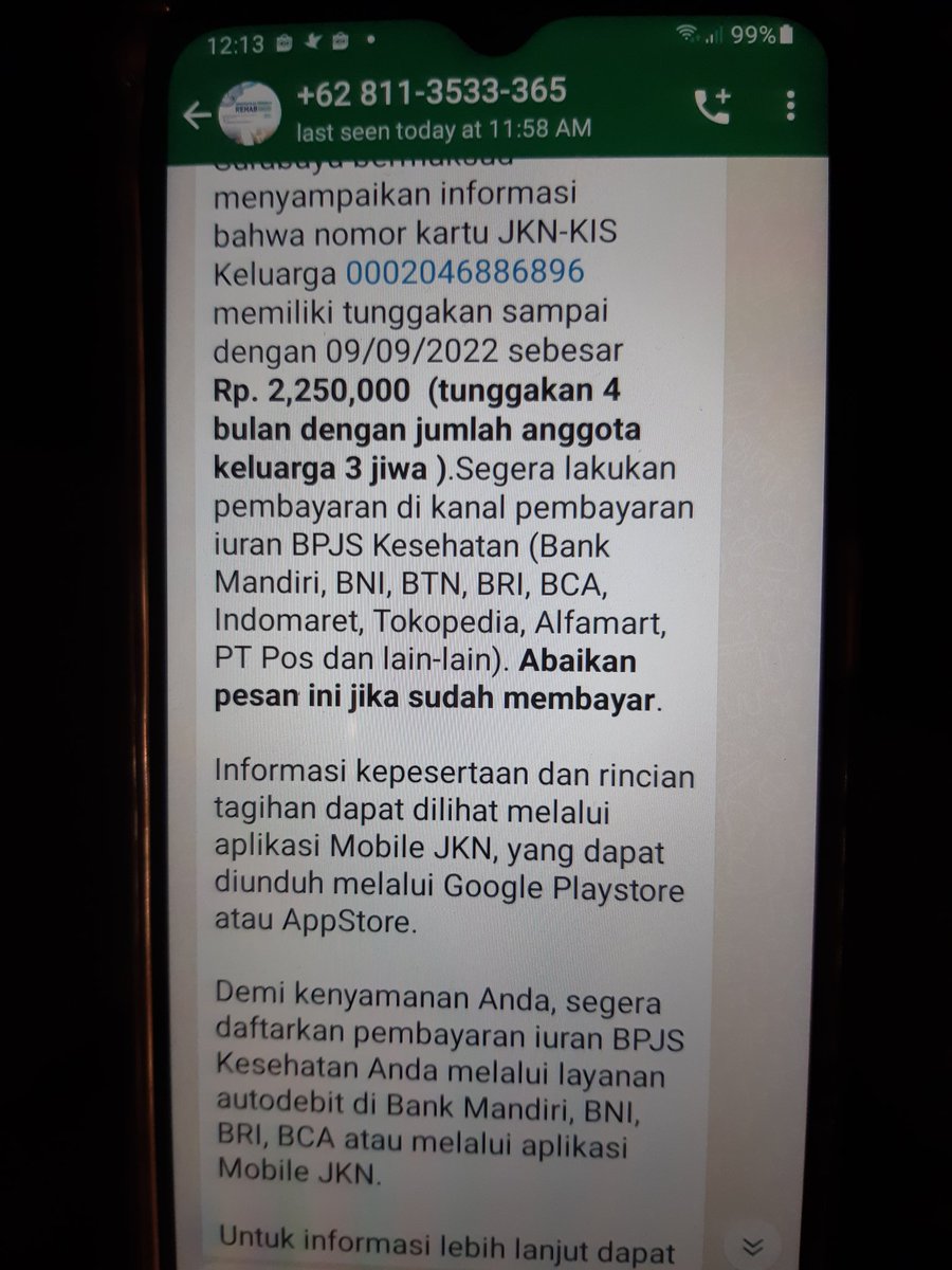 rosihamah's tweet photo. @BPJSKesehatanRI @KemenkesRI ....BPJS kog cek enak e kalau buat denda, posisi keuangan sudah kritis sampai wes gak kuat bayar bpjs, ada wa tp ditanya untuk minta keringanan gak di balas https://t.co/LgZEuUmlx9