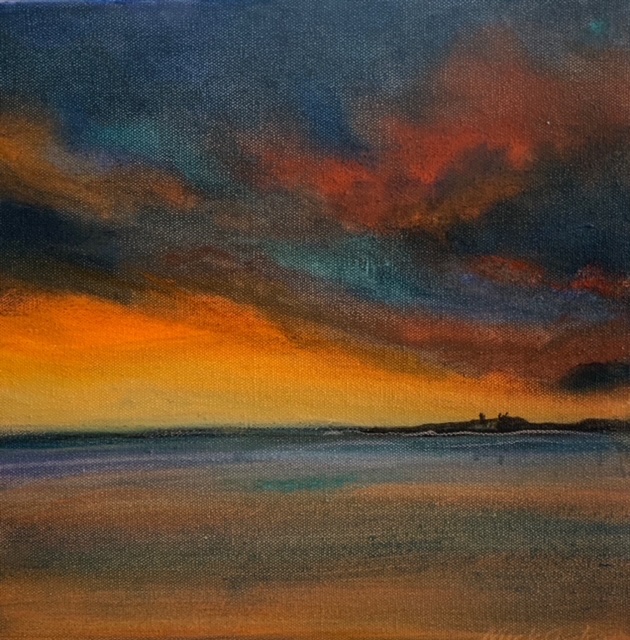 Elements: November Glow, Dunstanburgh
Mixed media on 30x30x4 cm canvas