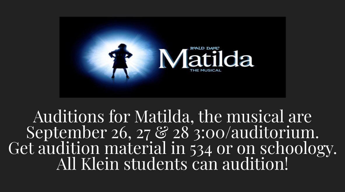 klein_drama's tweet photo. @KleinHigh it’s the most wonderful time of the year…MUSICAL AUDITIONS. All Bearkats are encouraged to audition! https://t.co/VOOOy63pfO