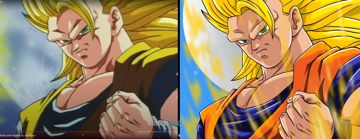 mckirbz's tweet photo. Artweaking: Original photo grabbed from fight scene then trace, make some adjustments and add some effects. This photo is not for sale but I'm open to kind of commission project pm me for rates #DBZ #anime #commissionart #DragonBall https://t.co/PkYaqVYVhx