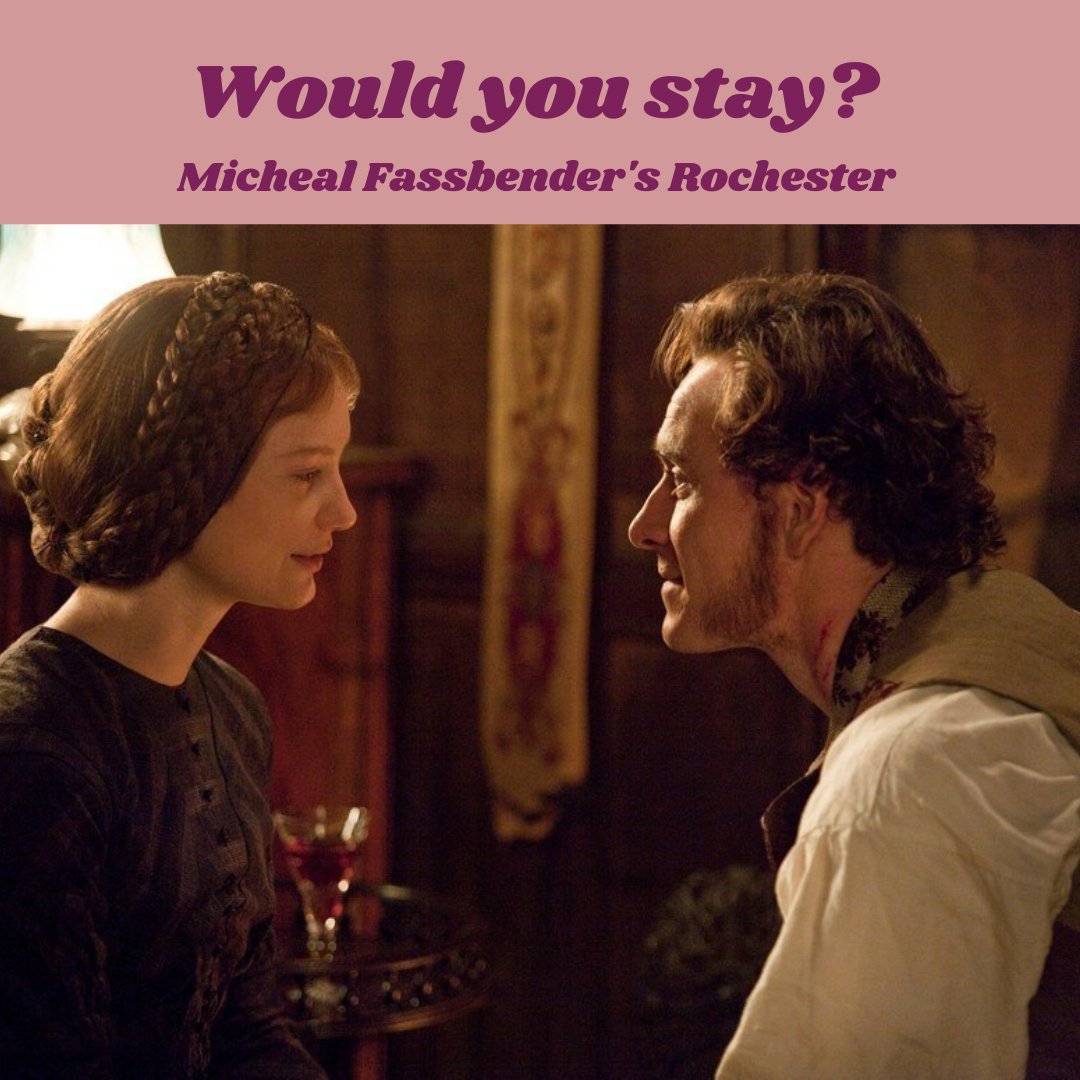 This week we played would you stay with four of our favorite #EdwardRochester 's. So after his speech, would you stay with #MichealFassbender? 

#JaneEyre #charlottebronte #perioddrama #historicalfashion #janeeyre2011 #michealfassbender #miawasikowska #janeeyremovie