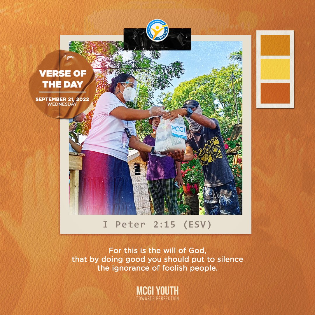 MCGIYouth's tweet photo. Let’s start our day the Christian way with sincere prayer and our featured verse of the day.

For this is the will of God, that by doing good you should put to silence the ignorance of foolish people.

1 Peter 2:15 (English Standard Version) https://t.co/bwHLqlUBA3