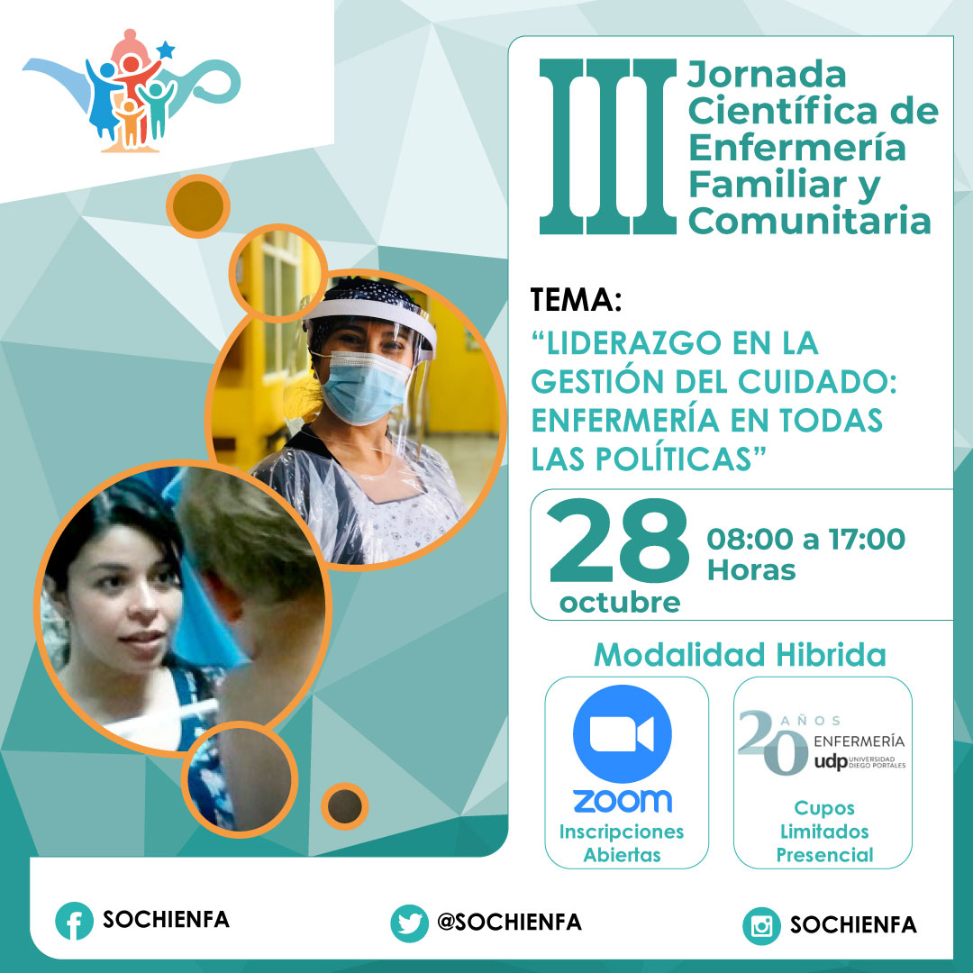 sochienfa's tweet image. ¡Todos invitados! 📢
A nuestra tercera Jornada Científica de Enfermería Familiar y Comunitaria. ‘’Liderazgo en la gestión del cuidado: Enfermería en todas las políticas’’.
Contaremos con la presencia de grandes expositores, atentos para más información.