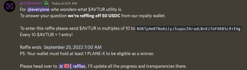 PLANE-X holders who have accumulated $AVTUR, kindly get back to our discord and check our announcements.

We are holding a raffle contest for our $AVTUR utility.