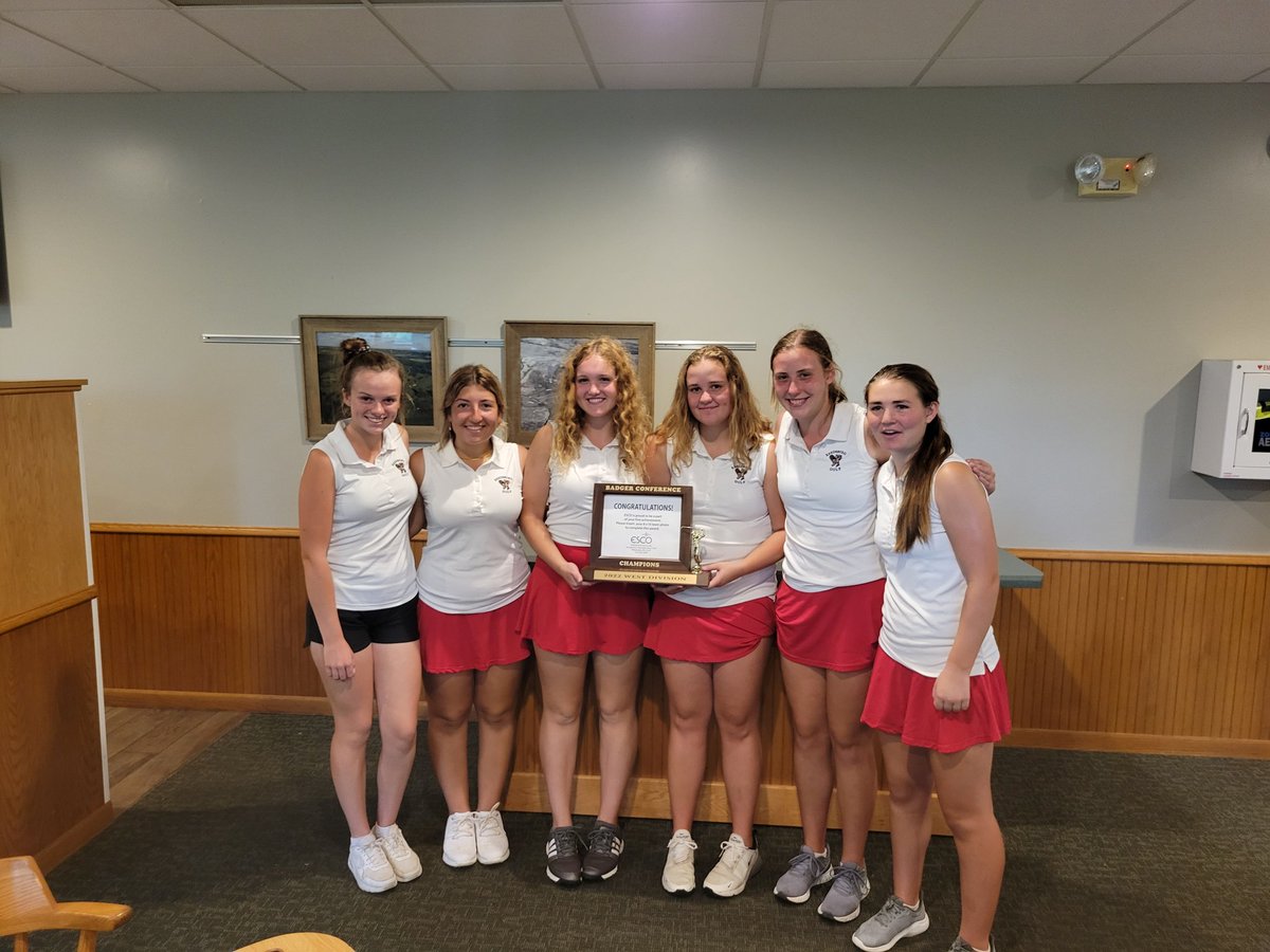 RAHSGolf's tweet photo. Congratulations ladies! Back to back (to back) Conference Champions! 2nd team All-Conference golfer Elizabeth Carey and #1 1st team All-Conference golfer Ashleigh Johnson! 
#ReedsburgPride #Back2BackChamps https://t.co/BDvpPk3UM9