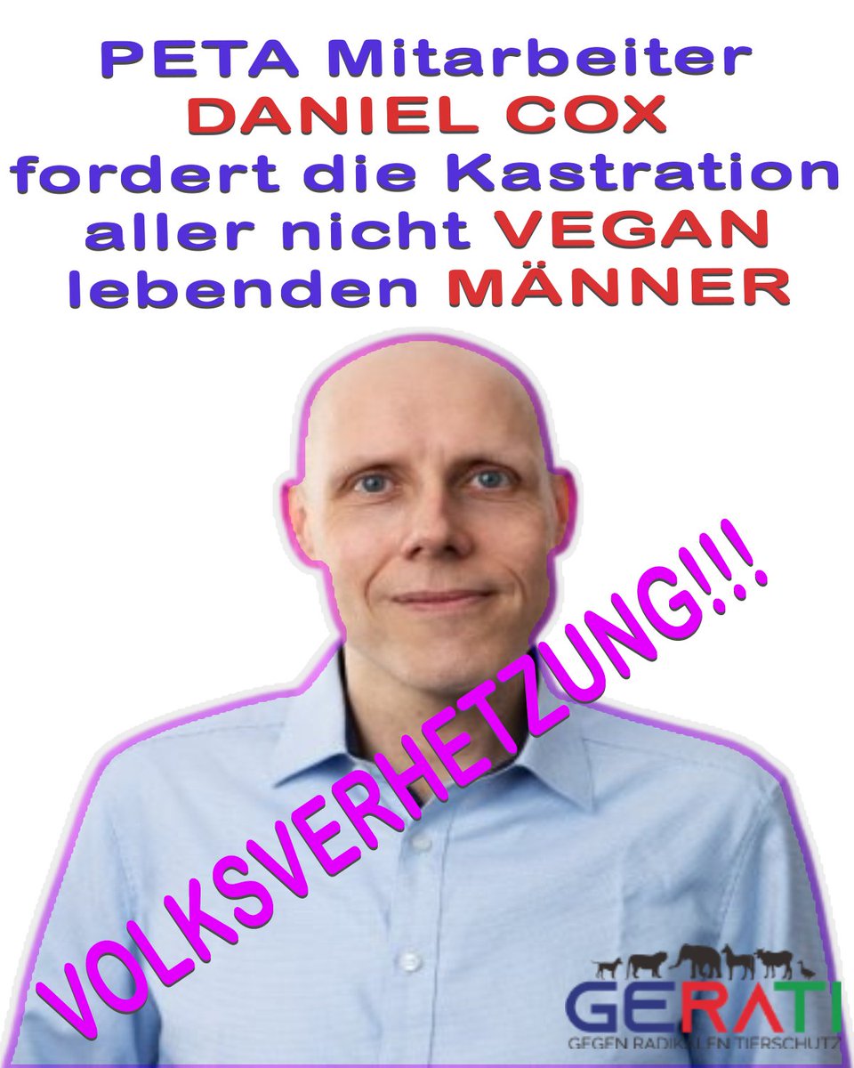 Gerati_de's tweet photo. Daniel Cox von PETA fordert Kastration von Fleisch essenden Männern – GERATI Betreiber erstattet Strafanzeige wegen Verdachtes der Volksverhetzung! #gerati
https://t.co/hEmNGGarCz https://t.co/vZBZ9mZwpQ