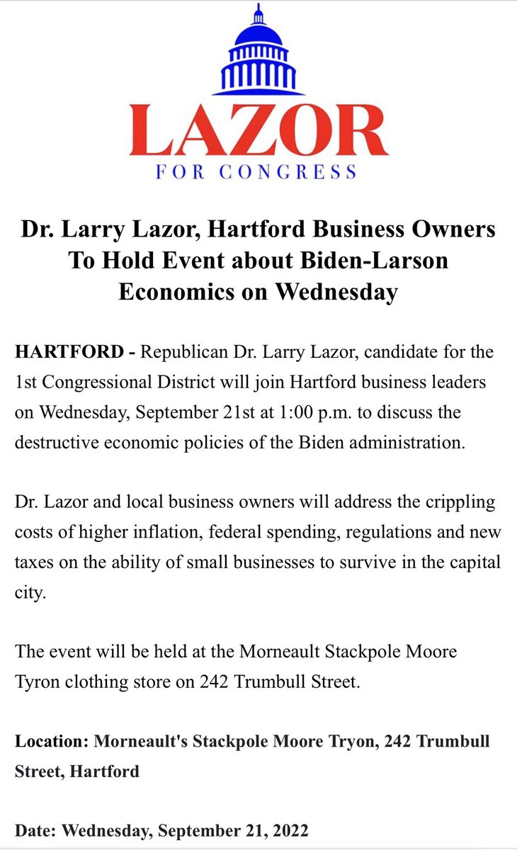 ctblogger's tweet photo. Since Hartford is my old stumping ground, while this event is happening, I challenge people walking on Trumbull Street if they can pick Larryβs face out of a lineup. #Larrywho #ctpolitics #nothingtoseeheremovealong https://t.co/gK2L4iNHDH