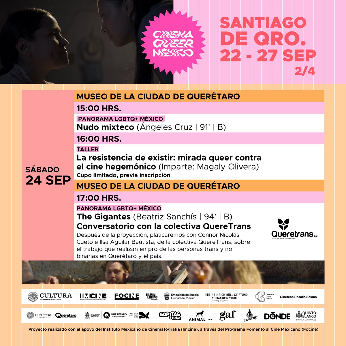 DOQUMENTAmx's tweet photo. ¡@CinemaQueerMX_ llega a Querétaro! 🙌🏼⁣
⁣
Descubre todas las actividades que tienen preparadas para ti a partir del 22 de septiembre 🎟⁣
⁣
¡Nos vemos por ahí! 🌟 https://t.co/Yejrqbmmwt