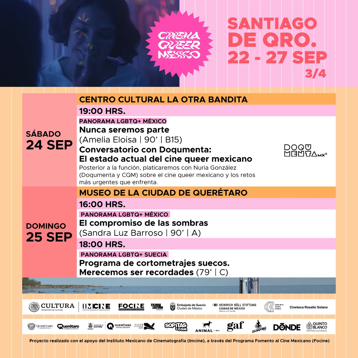 DOQUMENTAmx's tweet photo. ¡@CinemaQueerMX_ llega a Querétaro! 🙌🏼⁣
⁣
Descubre todas las actividades que tienen preparadas para ti a partir del 22 de septiembre 🎟⁣
⁣
¡Nos vemos por ahí! 🌟 https://t.co/Yejrqbmmwt