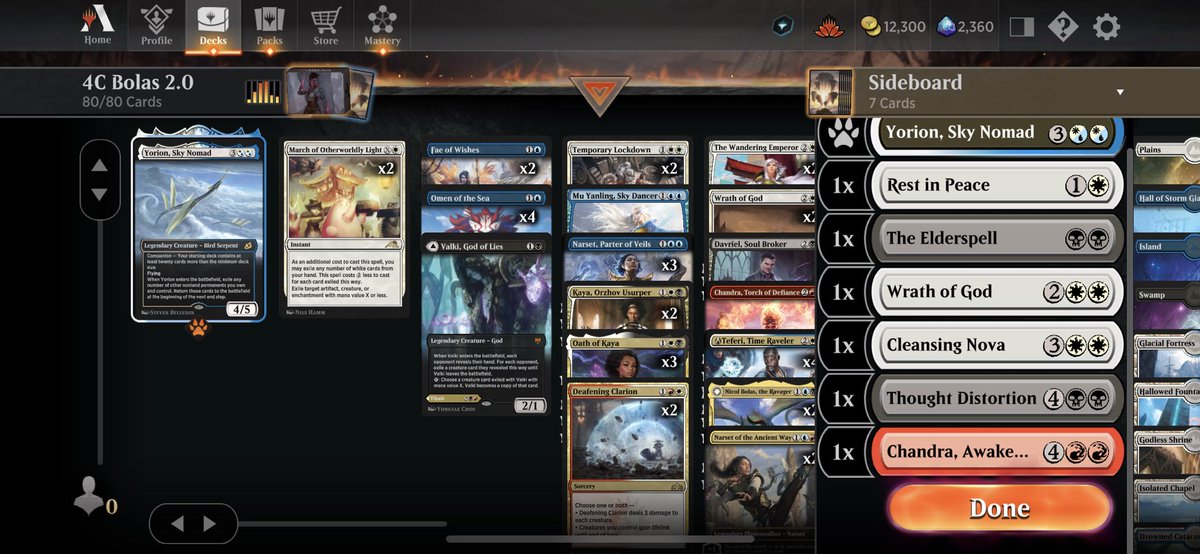 mauromtg's tweet photo. This deck is obliterating the historic meta for me. Climbed out of 2 weeks in diamond 4 up to Mythic 400 Third pic is me destroying a 5C Niv deck after being down to single card with him having a full hand of removal.  https://t.co/VAOOgcL7mo https://t.co/Ik7r9rk4FA