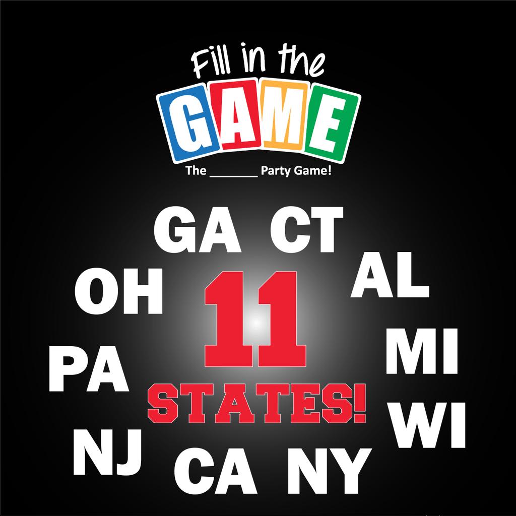 FillintheGame1's tweet photo. I meant to announce that we were in stores in 10 states, but we've quickly expanded to an 11th! You can also order Fill in the Game from our website!

#FillintheGame #tabetop #partygame #bgg https://t.co/ioeRGSatyn