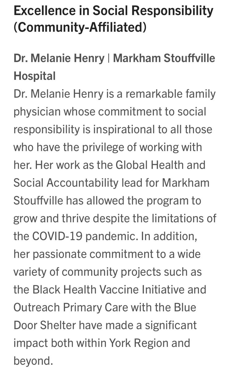 allan_k_grillMD's tweet photo. Congratulations to my @OakValleyHealth family physician colleague Dr. Melanie Henry for receiving the @UofTFamilyMed Excellence in Social Responsibility award tonight. Well deserved! She also co-hosted the event along with @DavidGordWhite. @healthforallfht @jmarrceo @uoftmedicine https://t.co/zhBEgZxvwD