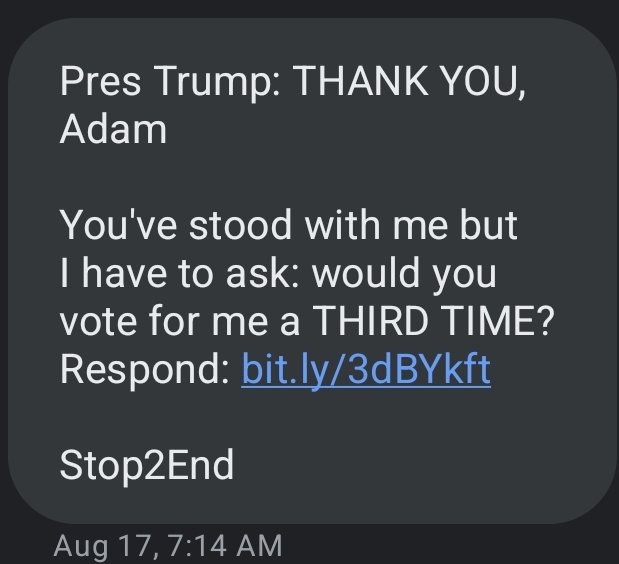 adamlanghals's tweet photo. Messages come from the whole family, Donald, Don Jr, Eric, Ivanka. https://t.co/qJnl4x3wIa