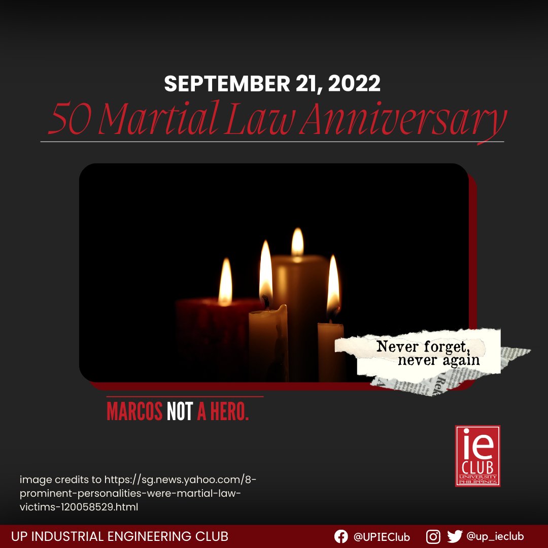 up_ieclub's tweet photo. Fifty years ago, Ferdinand Marcos declared Martial Law in the Philippines that marked an extensive series of corruption, human rights violation, media suppression, and extreme military rule (1/3) https://t.co/jrKFKnMmid