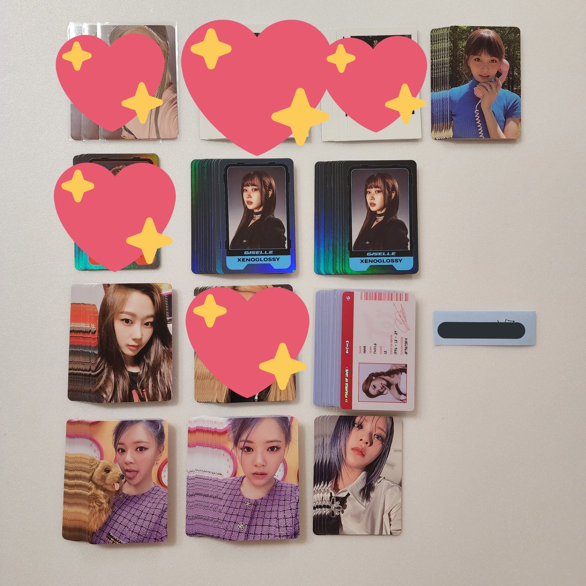 CandyPop_ShopPH's tweet photo. still available

tzuyu, giselle and jeongyeon pc - 89 pesos each
sana id card and giselle character card - 50 pesos each

reply mine or dm to claim! 🍫🤍 https://t.co/bEk6Twp967