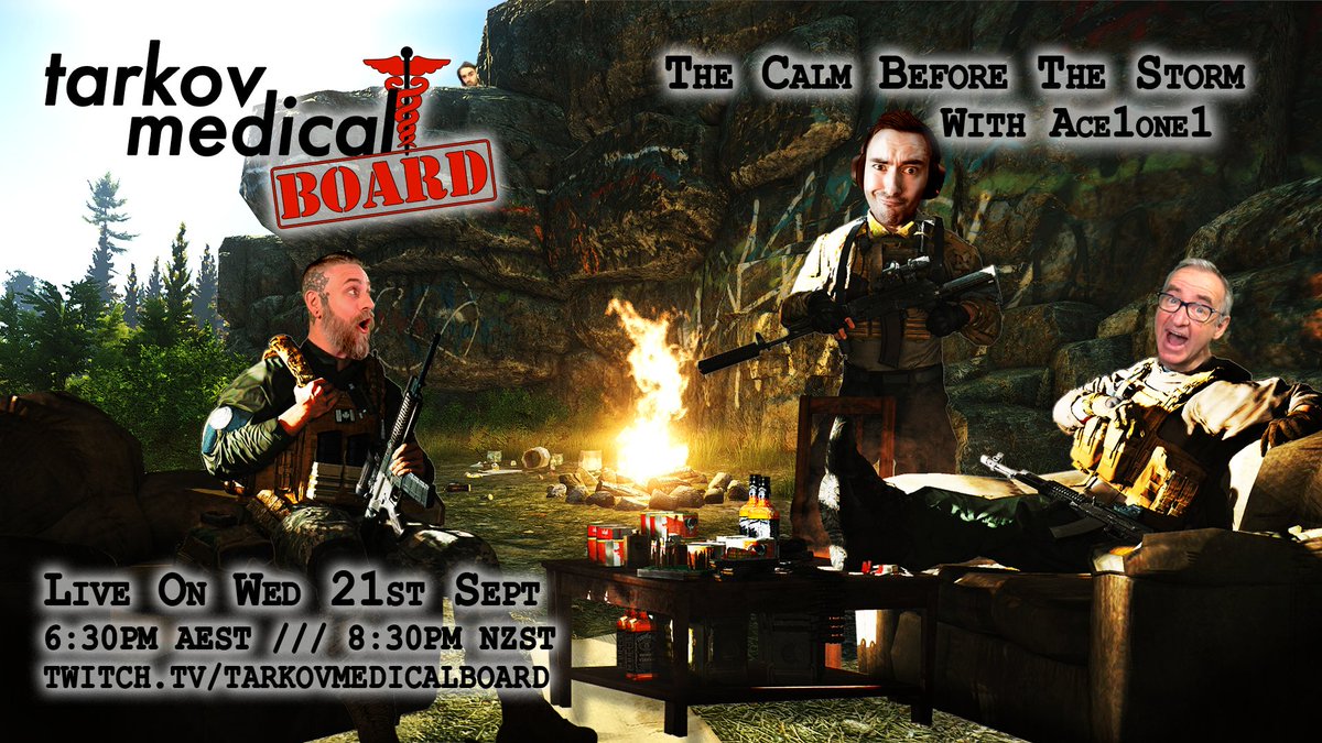 tarkovmedical's tweet photo. Tonight, @ToastRackTV and I have the pleasure of chatting with a well loved Tarkov badass in OCE, @ace1one1! 

6:30pm/8:30pm AEST/NZST
https://t.co/uX3nA3lMe4

Tonight will also include Life Advice with ToastRackTV, and then Knobby's Knits with SirKnobby! Don't miss it! https://t.co/mX6fCcQVG0