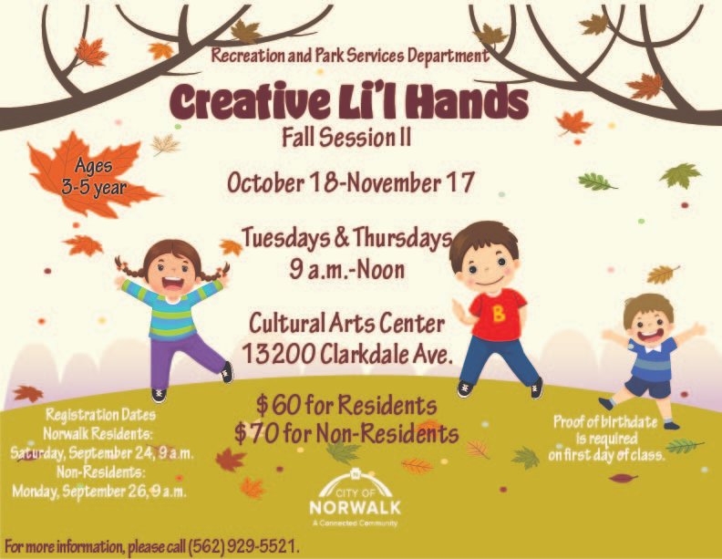 Looking for a program to give your tot a head start before Pre-School or Kindergarten?  Well look no further! Registration opens soon and you won't want to miss out! For more info, please call (562) 929-5521. #norwalkca #connectedcommunity #2022betteryou #tots