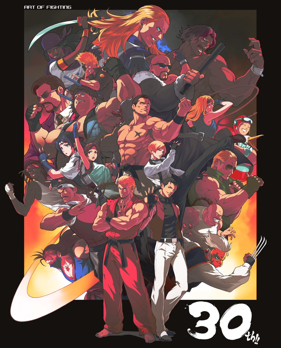 SNKPofficial's tweet image. Today marks the 30th anniversary for the 1st game in the 100 MEGA SHOCK series, ART OF FIGHTING, which launched Sept 24, 1992!

In celebration, we have released a new drawing by SNK illustrator Tomohiro Nakata!

Thank you for supporting ART OF FIGHTING throughout the years!

#AOF
