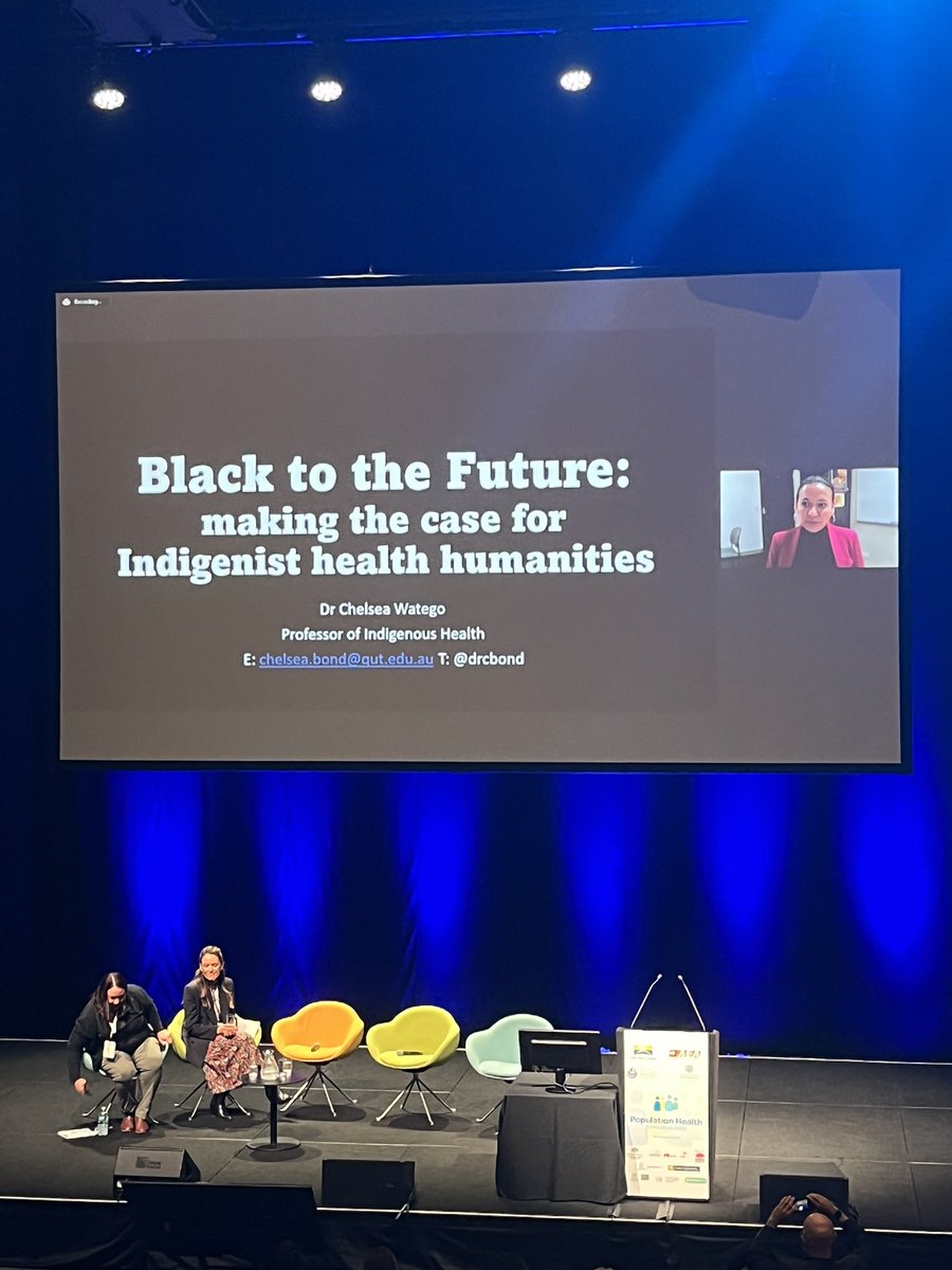 KatCacavas's tweet photo. The always inspiring Dr Chelsea Bond  @drcwatego. Sharing research findings and truths in Indigenist health humanities. 
#anotherdayinthecolony added to the listen list 🎧 
#PopCongress2022 https://t.co/XkRLiYAvOx