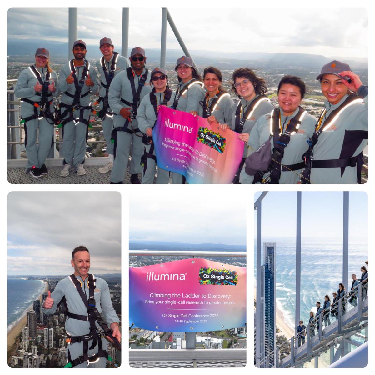 illuminaLive's tweet photo. Our team had a lot of fun at @ozsinglecells! We climbed to the highest point in gold coast with a few lucky attendees! Join Illumina as we partner with you to bring your single-cell research to greater heights. See you at the next #OzSingleCell! #skypointclimb https://t.co/E14jEUboov
