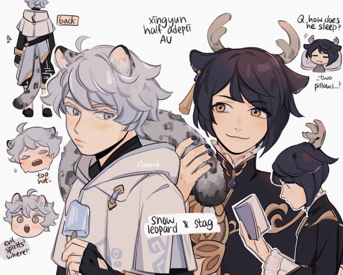 xingyun half-adepti au cos i couldn't resist the cat ears and antlers 💥💥 