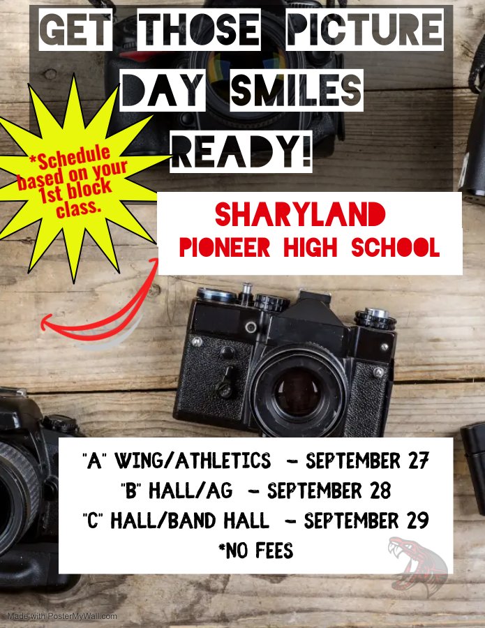 sphsdbacknation's tweet photo. DIAMONDBACK NATION GET READY FOR PICTURE DAY NEXT WEEK! Your schedule day is based on your 1st block class.  Please take a look at your schedule day and bring your DYNAMIC SMILES 😃 https://t.co/SMi5DGIxbw