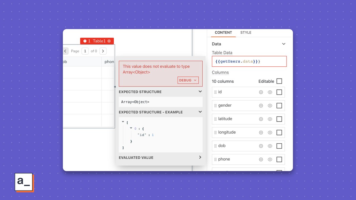theappsmith's tweet photo. A big part of the coding experience in Appsmith is the Appsmith Debugger! And what a workhorse it is. Learn more about it in the post below 👇👇👇👇 https://t.co/2VePrQZsq3