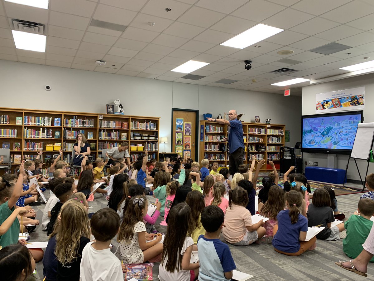 What a treat to have author and illustrator <a href="/troycummings/">Troy Cummings</a> today. He inspired our creativity! <a href="/rockenbaughES/">Rockenbaugh ES</a> <a href="/Carrollisd/">Carroll ISD</a> #InspireExcellence