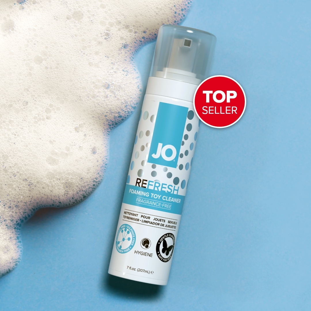 System_JO's tweet photo. JO® Refresh Foaming Toy Cleaner is a gentle, fragrance-free formula that easily cleans all types of toy surfaces. Did you know it's a best seller, too? ​

#PleasureProduct  #AdultPleasure  #AdultStore #PersonalLubricant #IntimateToyCleaner #FoamingCleaner https://t.co/gDGZxdhN9J