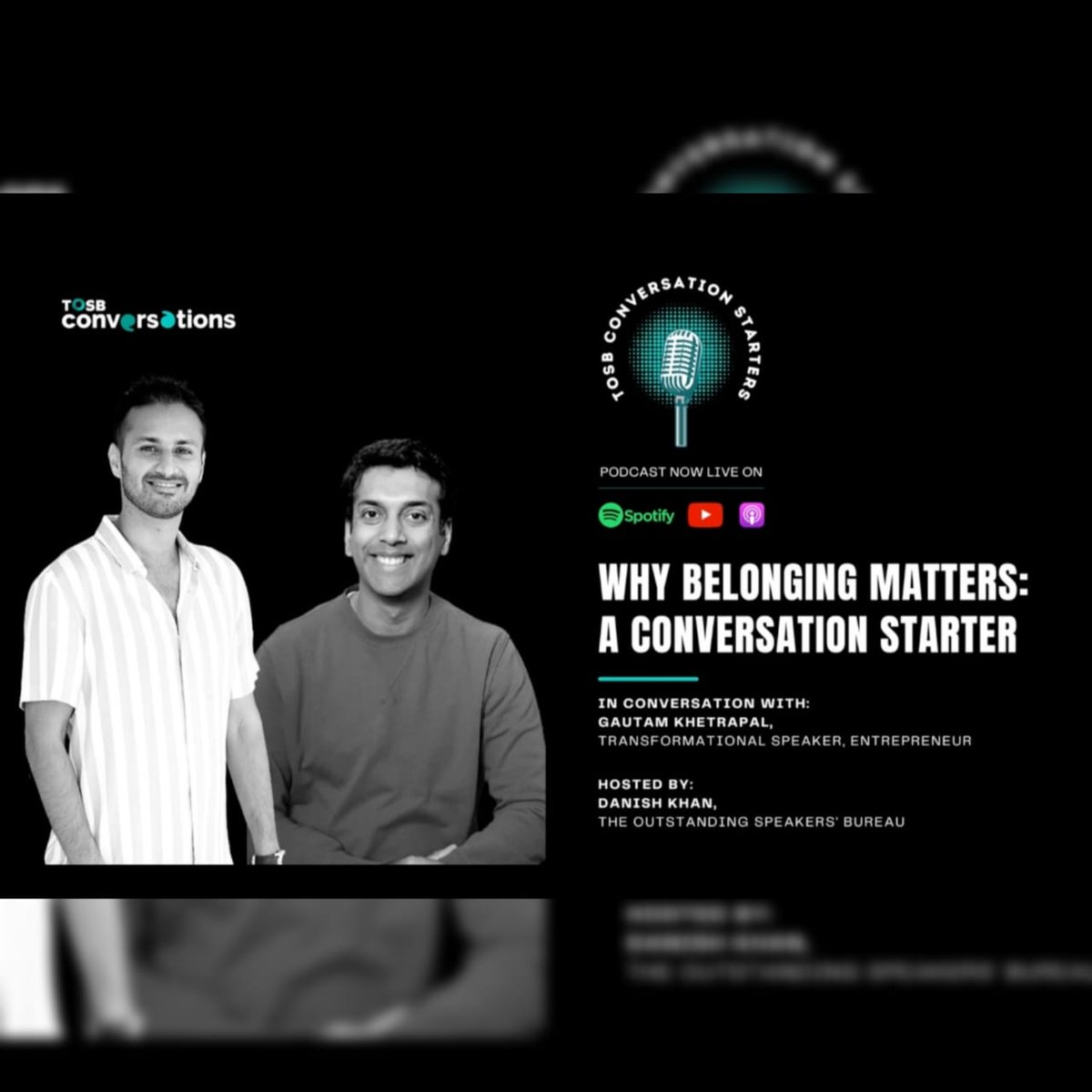 <a href="/Gautamkhetrapal/">Gautam Khetrapal</a>  talks about the importance of feeling a sense of belonging, how loneliness impacts our physiology &amp; how can we build better connections.

Listen to his podcast - youtube.com/watch?v=AO2BkD…
To reach out to him, visit: outstandingspeakersbureau.in/.../gautam-khe…

<a href="/anishdg/">Anish Dasgupta</a> <a href="/shreyapilani/">Shreya Pilani</a>