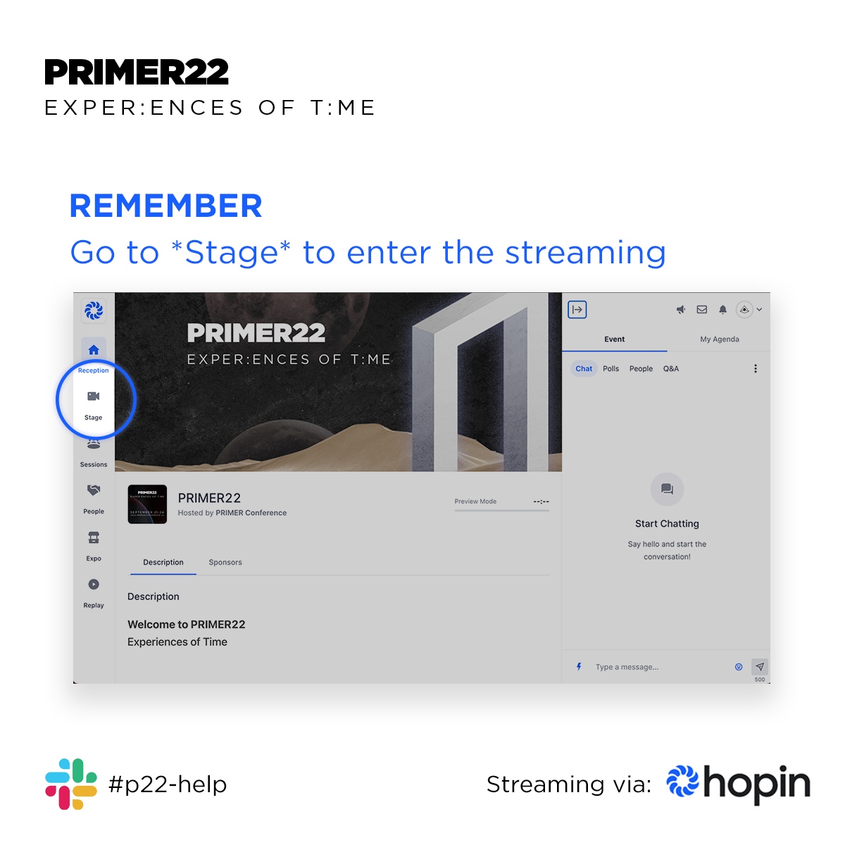 **Mega-helpful post**   Program - Schedule - Hopin indication #PRIMER22 is only 10.5 hrs away #ExperienciesOfTime