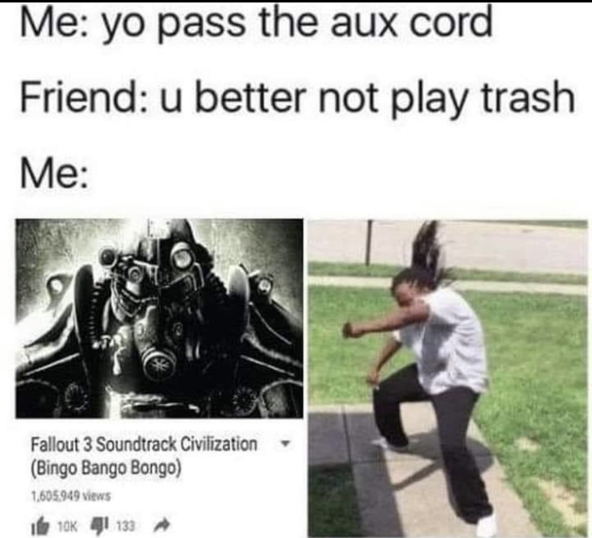 FilmsFallout's tweet photo. Of all the banger songs they picked a trash one 😂😂😂 https://t.co/kVhPx6jyn3