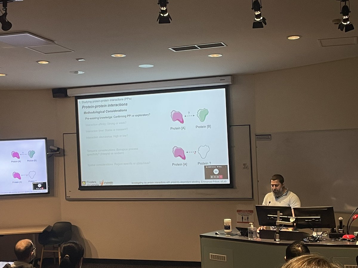 dj_keating's tweet photo. Outstanding @FHMRI seminar by gun PhD student Emmanuel Prikas on his fascinating findings published in EMBO Journal where he investigated tau protein interactions with proximity-dependent labelling https://t.co/OdOtsdsf7s https://t.co/rbuNF4dM9I