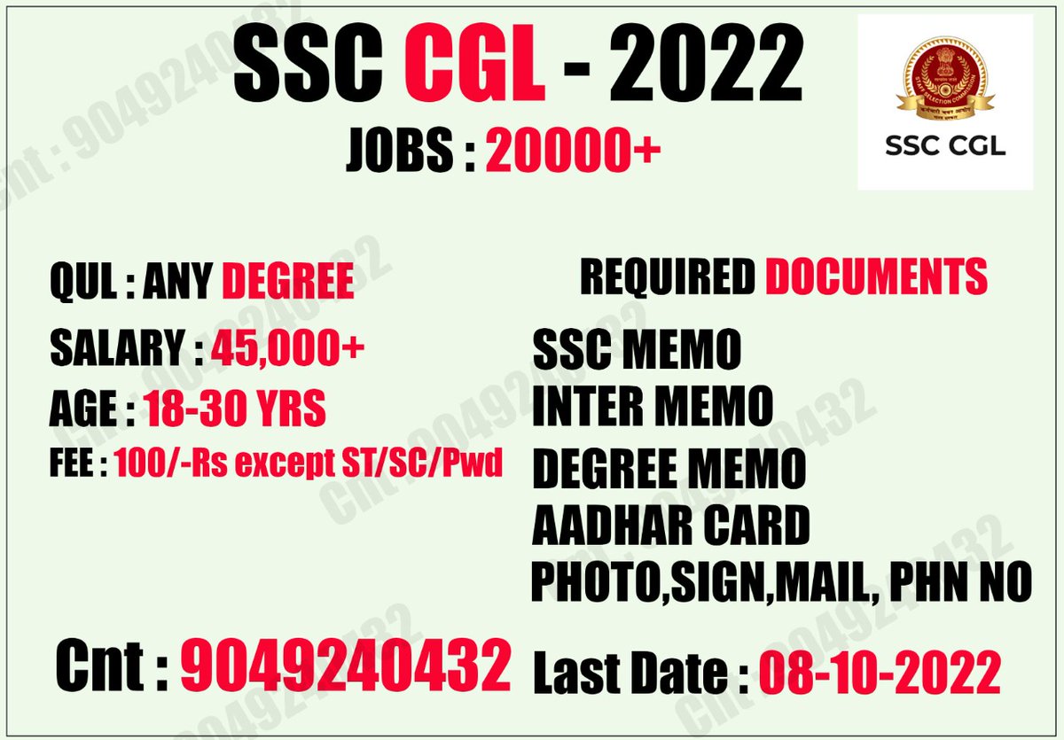 Yoursuresh3's tweet photo. *SSC CGL-2022 CNT 9049240432* https://t.co/Y0y2PeLSfY