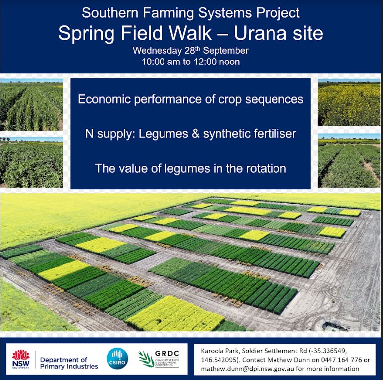 Southern Growers would like to extend an invitation to our growers to attend this field walk, if you are interested please let Stephanie Chappell know on 0417444750 or southerngrowersinc@gmail.com and we will organise transport
Hope to see you there! 😁
@nswdpi <a href="/CSIRO/">CSIRO</a> <a href="/theGRDC/">GRDC</a>